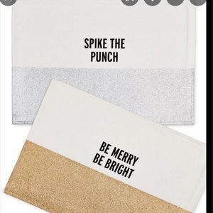 Kate spade Food for Thought set of 4 Placemats Spike The Punch silver white